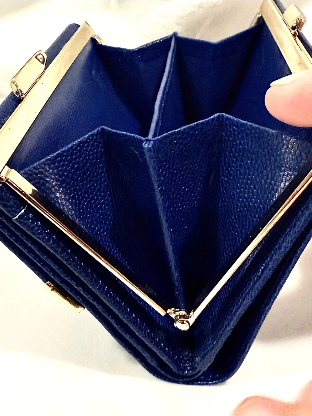 Vintage Givenchy Rare Royal Blue Textured Leather Compact Wallet w/ Kiss-Lock